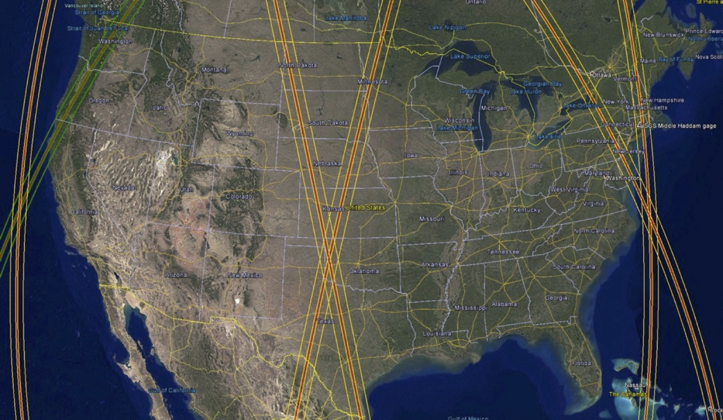 SWOT Cal/Val swaths over North America